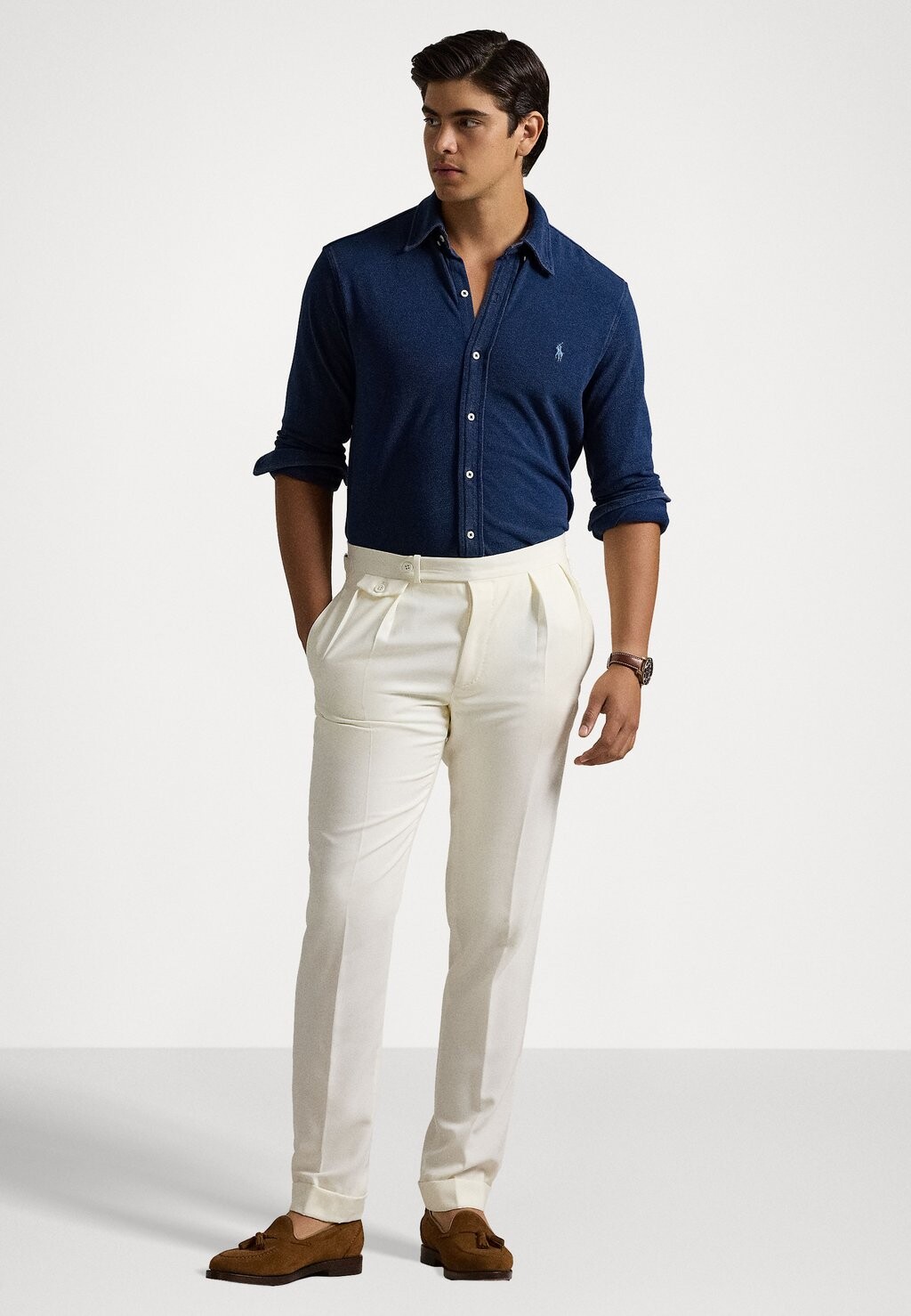 

Рубашка INDIGO DYED MESH KNIT SHIRT Ralph Lauren, темно-синий