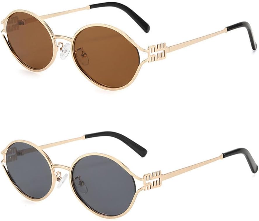 

1-2 шт. Модные солнцезащитные очки в стиле ретро, ​​маленькая оправа, для женщин и мужчин, металлические очки «кошачий глаз», солнцезащитные очки с защитой от УФ-излучения HYYZZC, Bls3623-c2c4