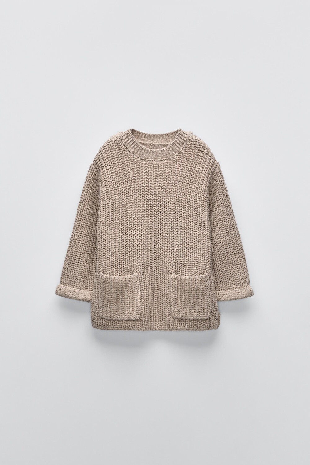 

Вязаный свитер с карманами ZARA, песочный