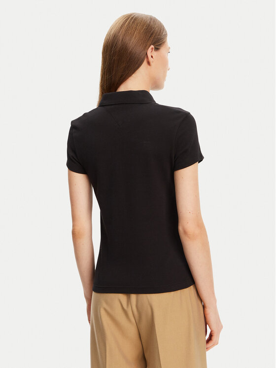 Поло slim fit Gold Button WW0WW45768 Tommy Hilfiger, чёрный — фото 3