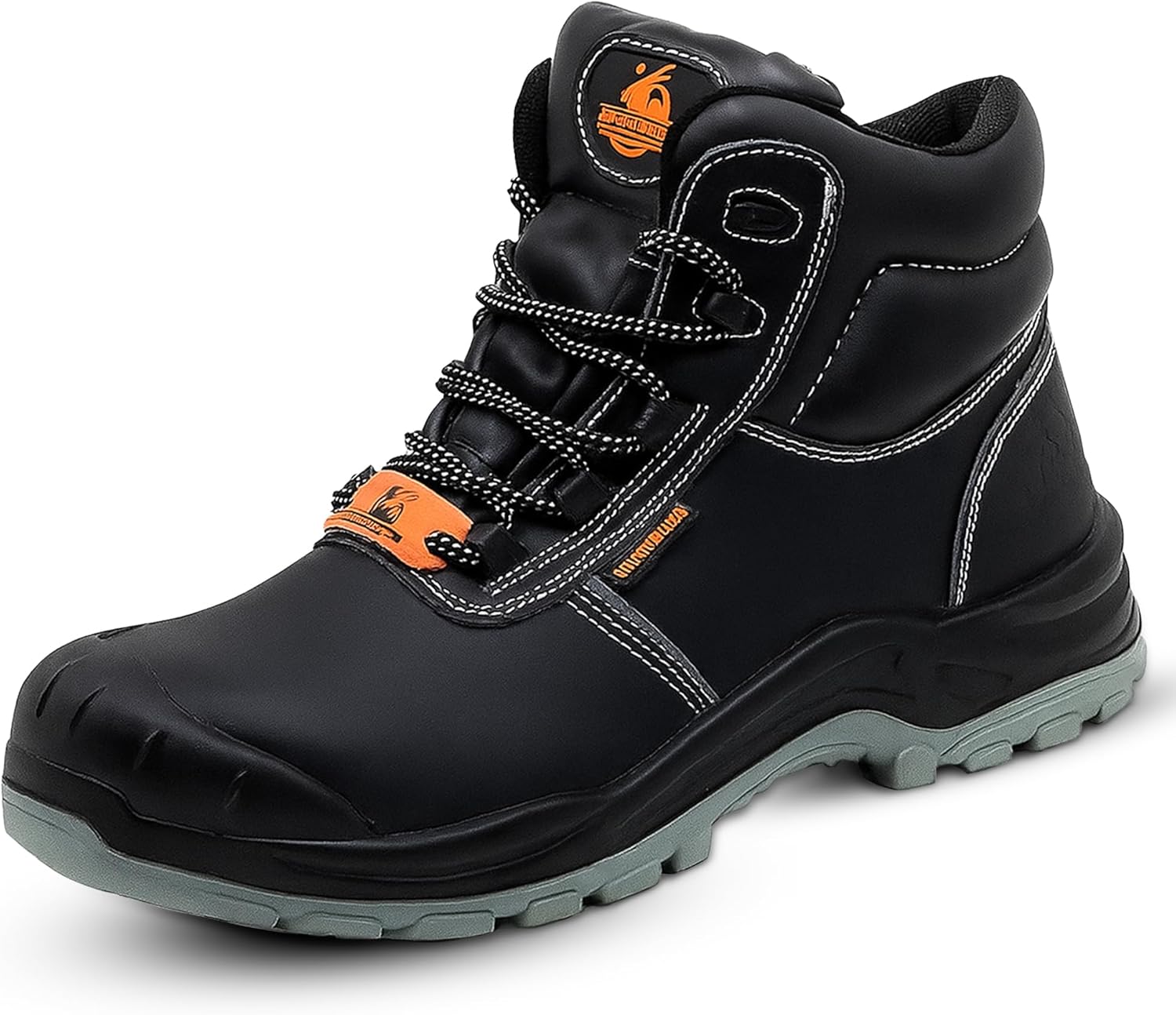 

Мужские водонепроницаемые ботинки с стальным носком Durfino - 6 кожаные ботинки для мужчин, противоскользящие, с устойчевой к проколам подошвой, неразрушимая конструкция, идеально подходят для строительства и промышленного использования, черный