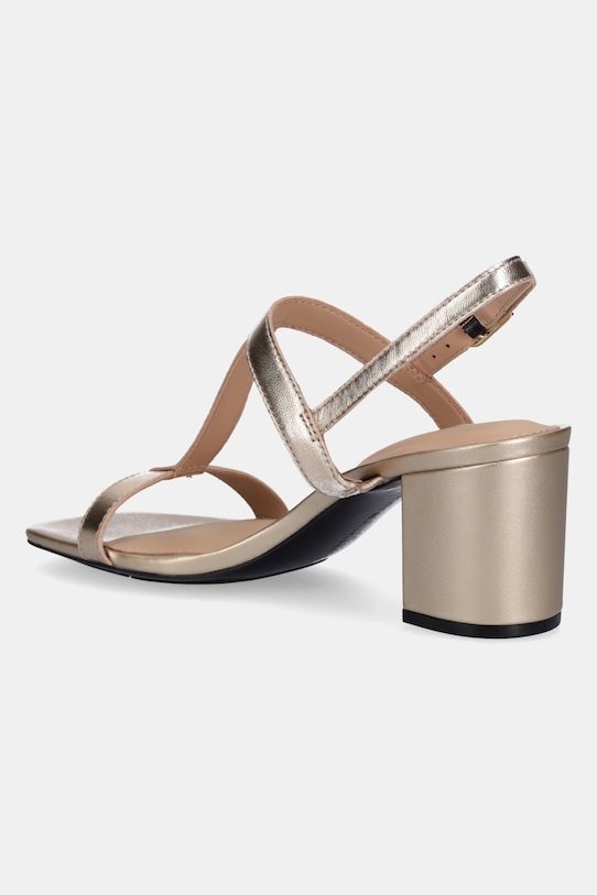 Кожаные сандалии Leather block heel sandal metal Tommy Hilfiger, золотой — фото 3