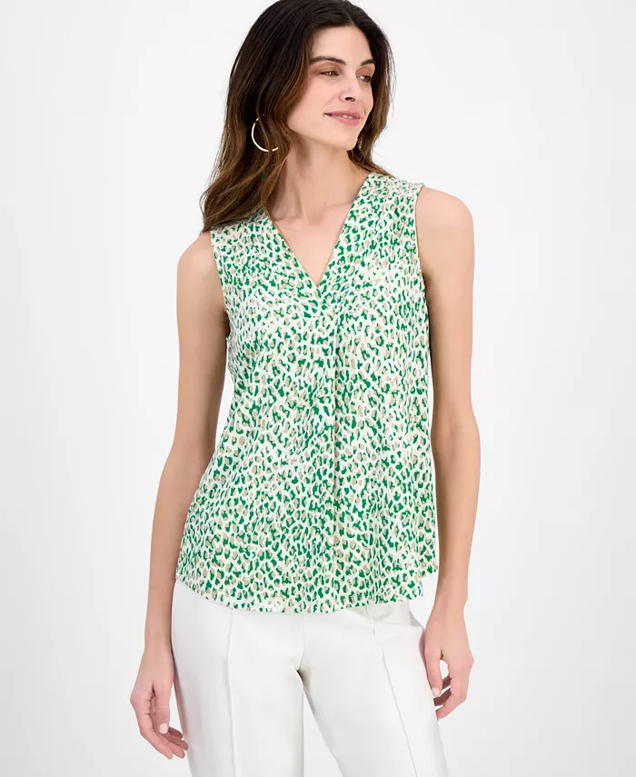 

Женский топ без рукавов с принтом и V-образным вырезом Anne Klein, зеленый