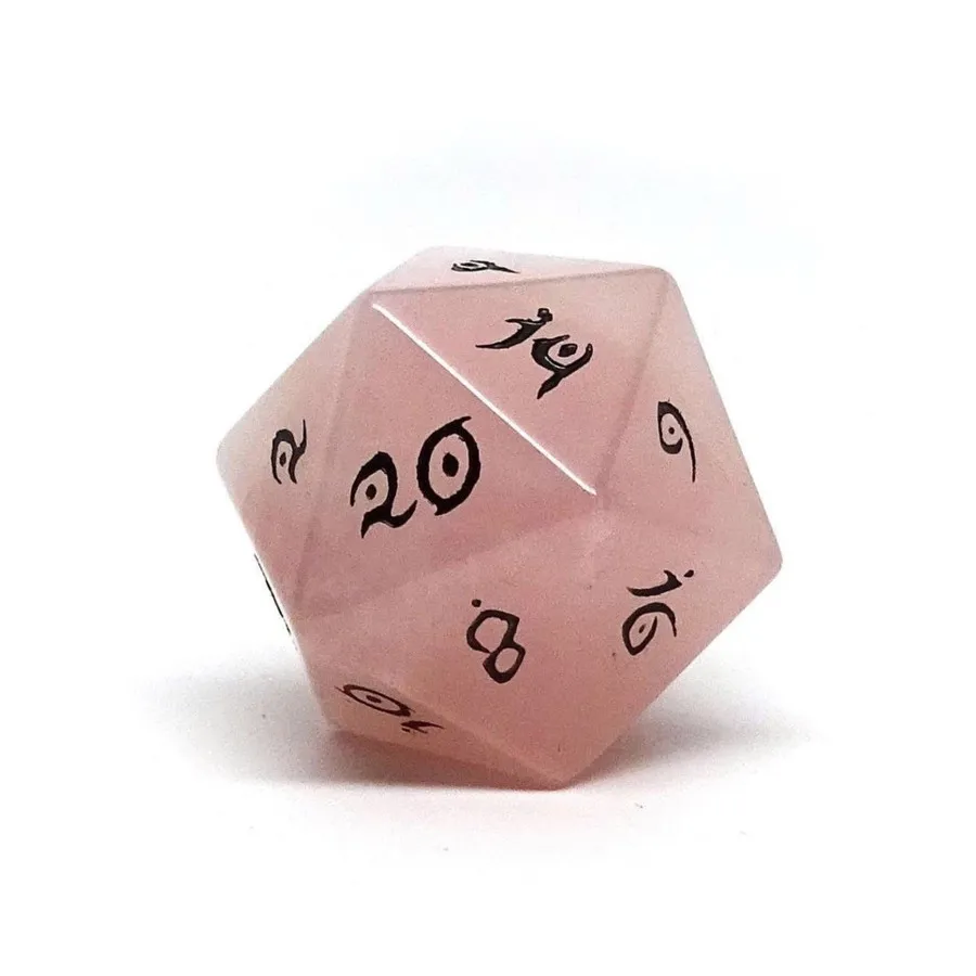 

Шрифт d20 Elvenkind — розовый кварц с черным цветом, Dice - Gemstone D20's