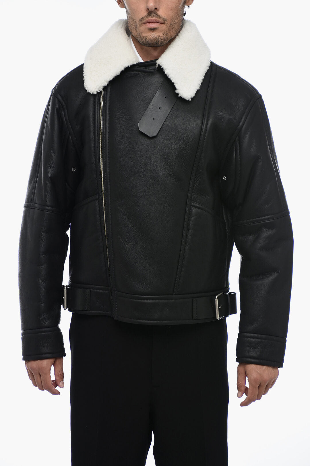 

Куртка Ambush Leather Avietor с отделкой из овчины, черный