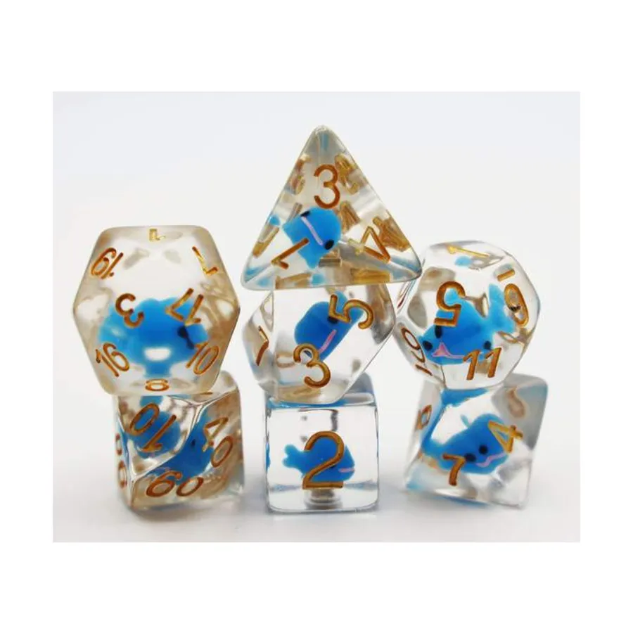

Набор Poly — Синий кит с золотом (7), Dice Sets - Resin/Acrylic - Blue, Green, & Purple (Foam Brain Games)