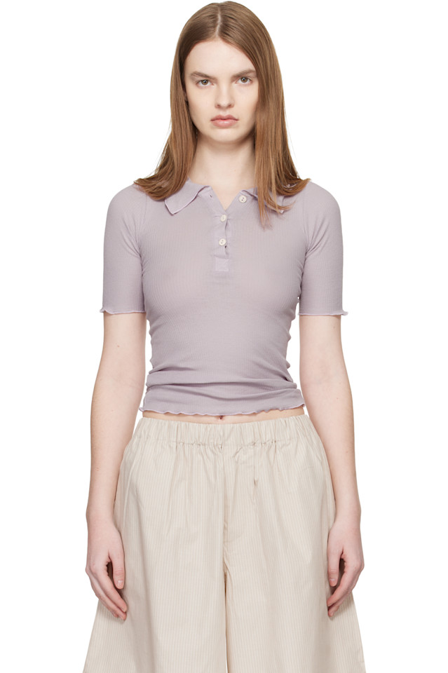 

Baserange Фиолетовое двубортное поло