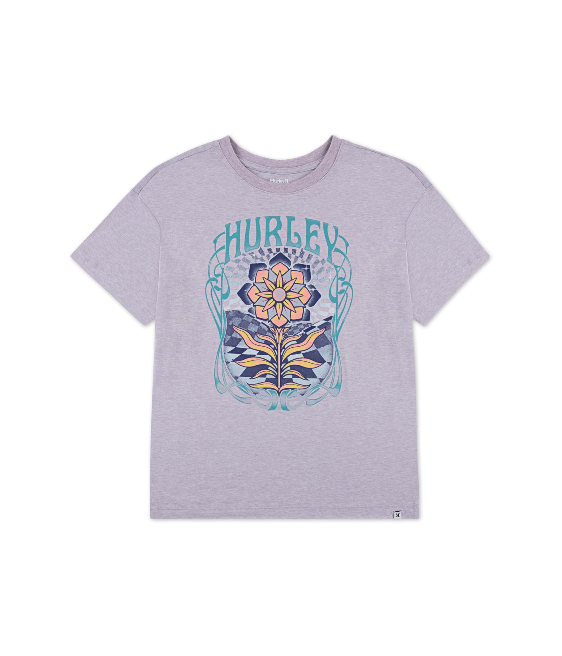 

Футболка Hurley Kids Cosmic Blooms Oversized Tee, цвет Galactic Lilac Heather