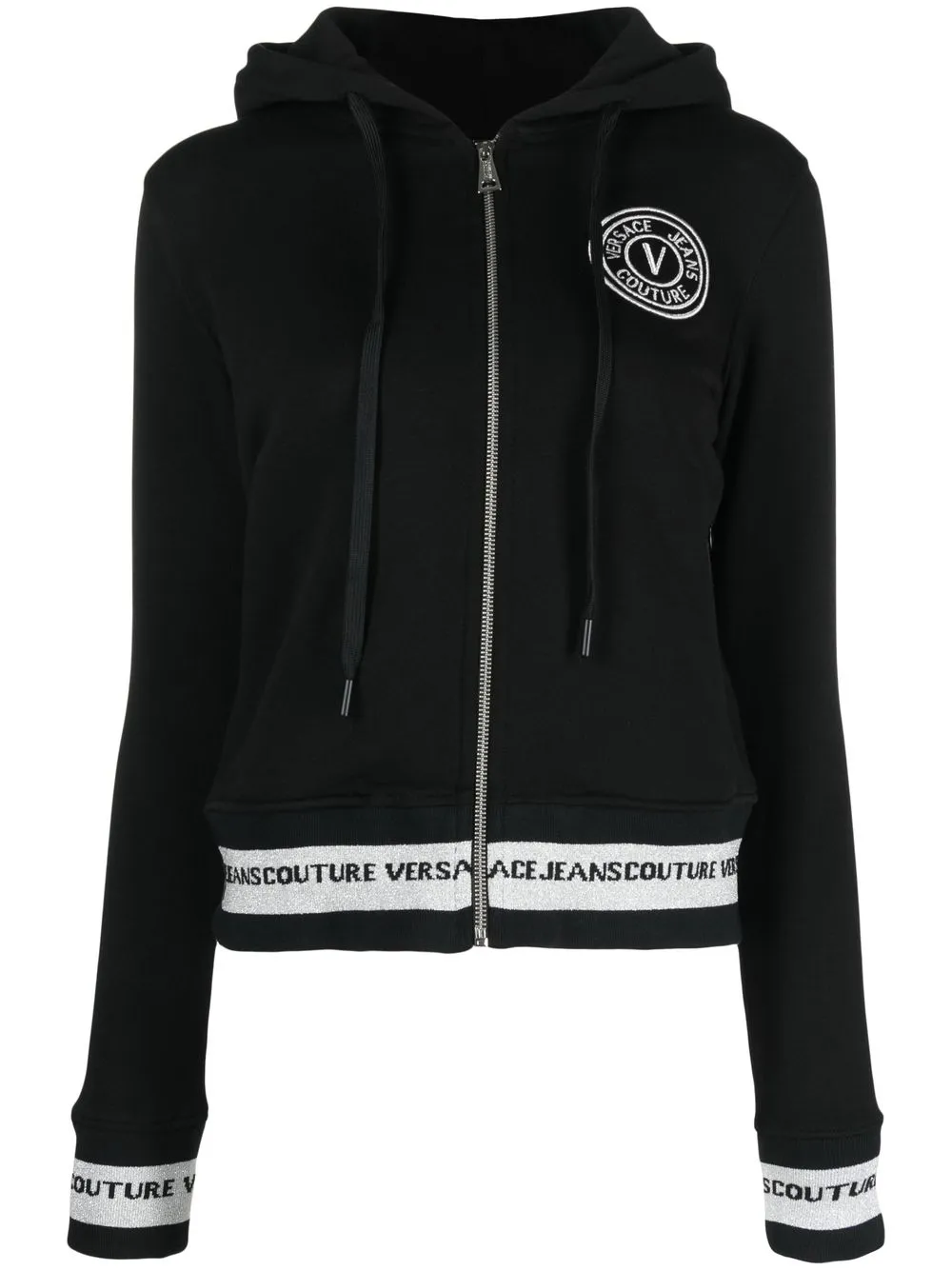 

Худи на молнии с вышитым логотипом Versace Jeans Couture, черный