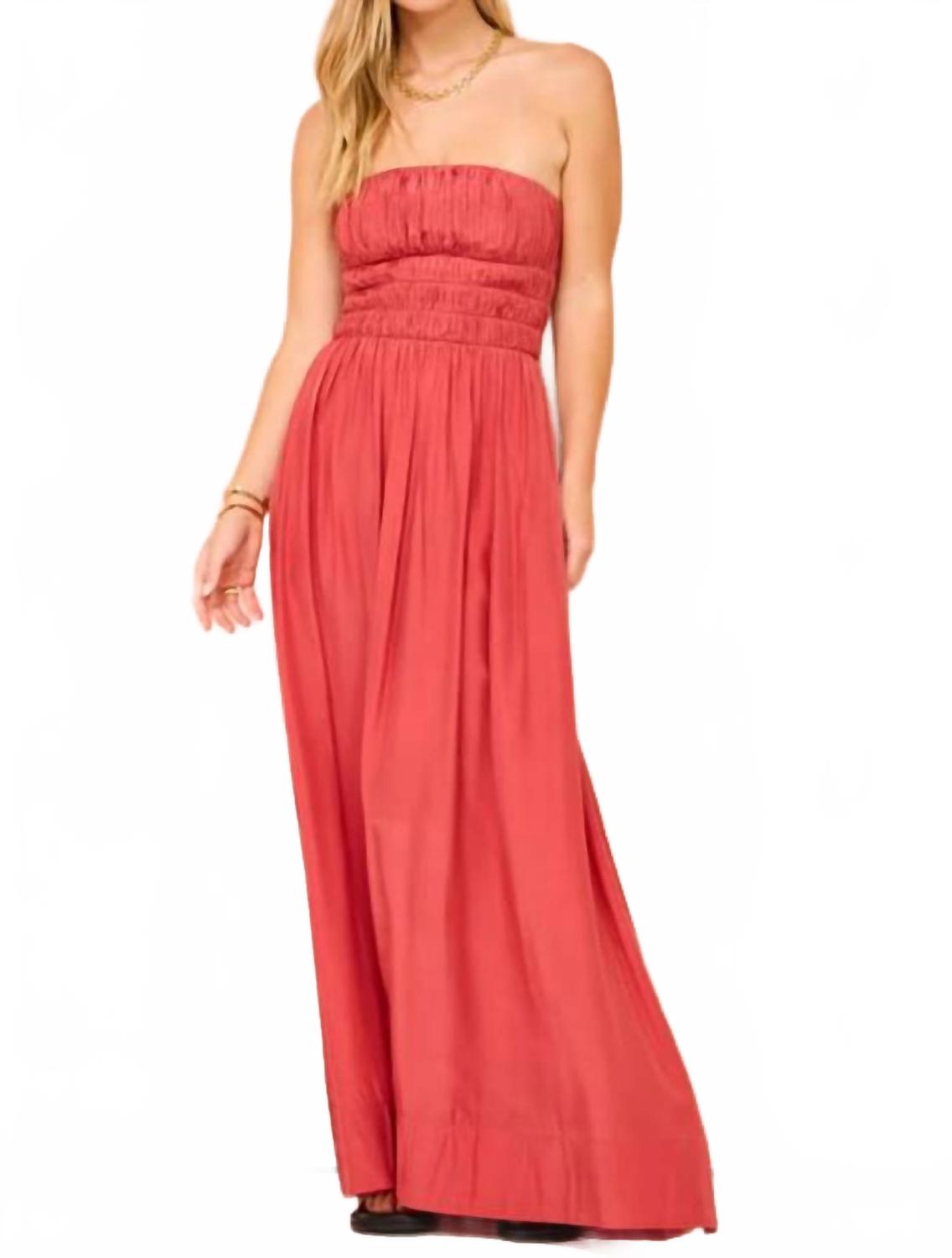 

Бесплечевое макси-платье в розовом цвете Petit Peony