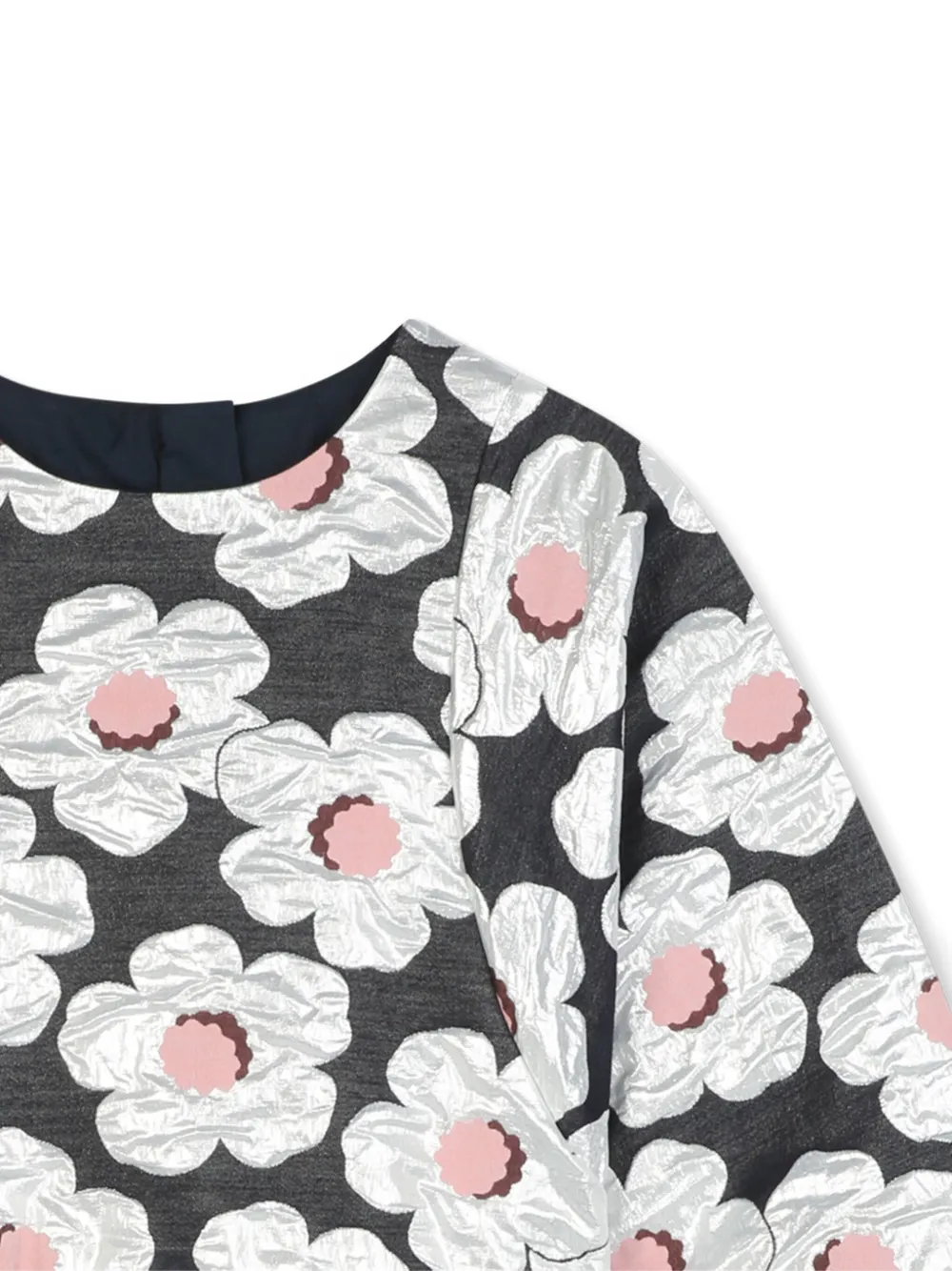 Платье с длинными рукавами и цветочным принтом Kenzo Kids, синий — фото 3