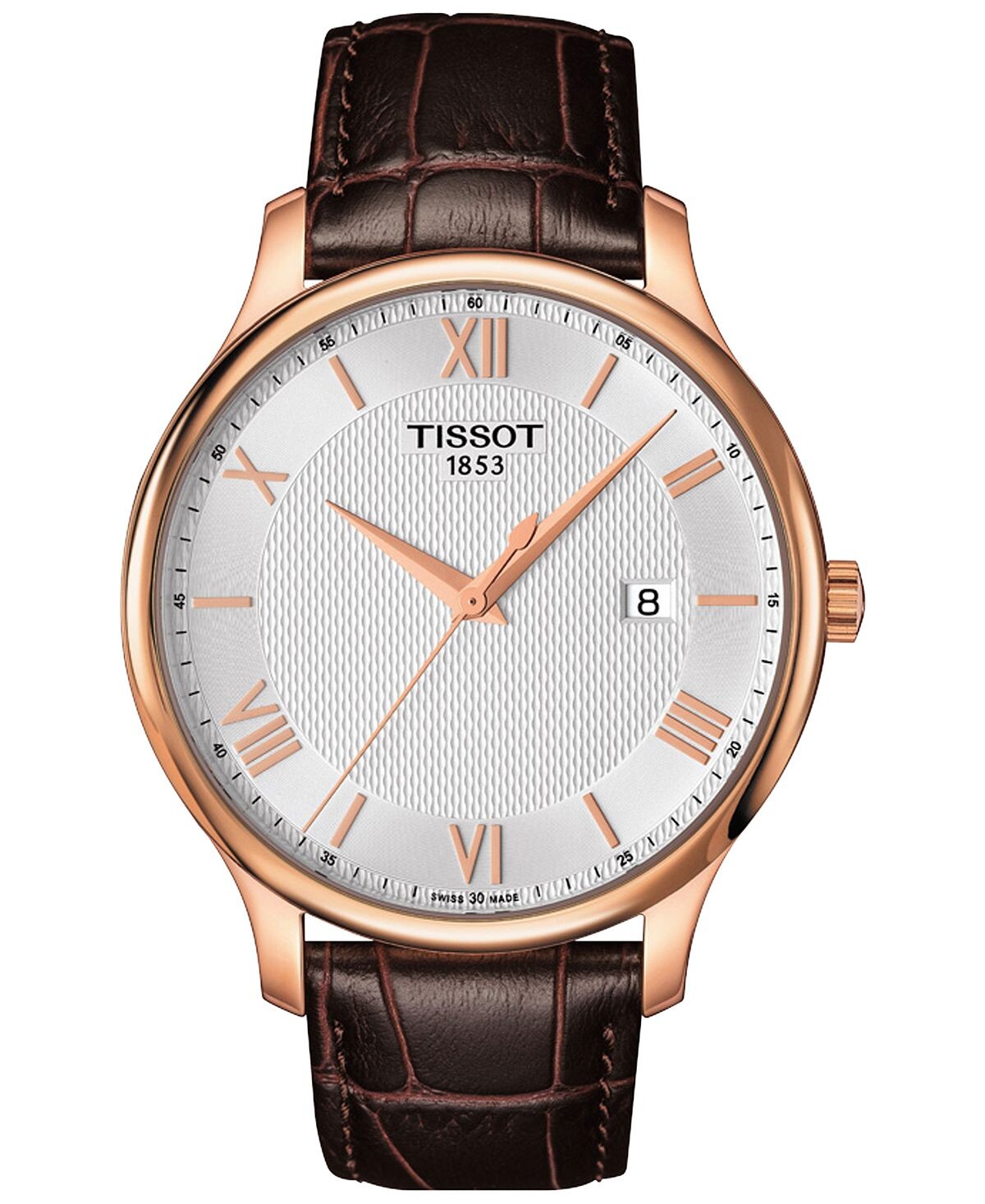 

Мужские часы Swiss Tradition с коричневым кожаным ремешком, 42 мм Tissot