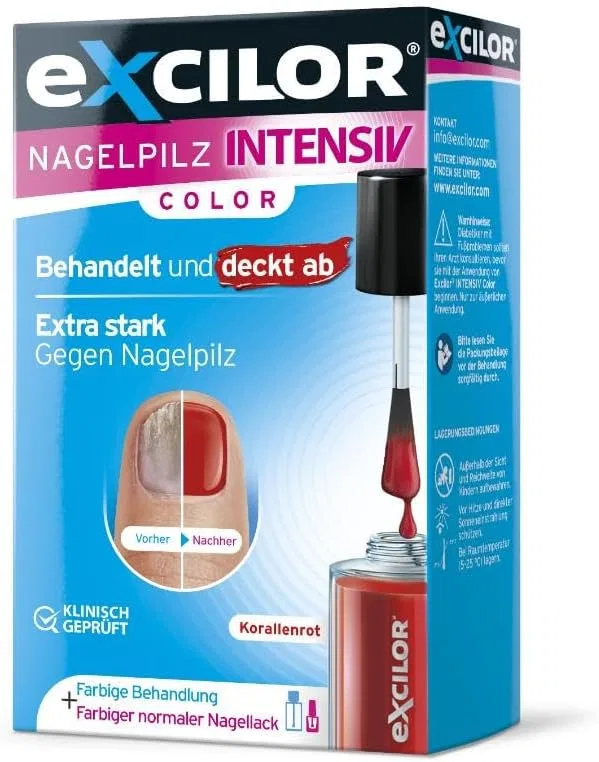 Лак для ногтей Excilor Intensive Colour от грибка, красный Excilor