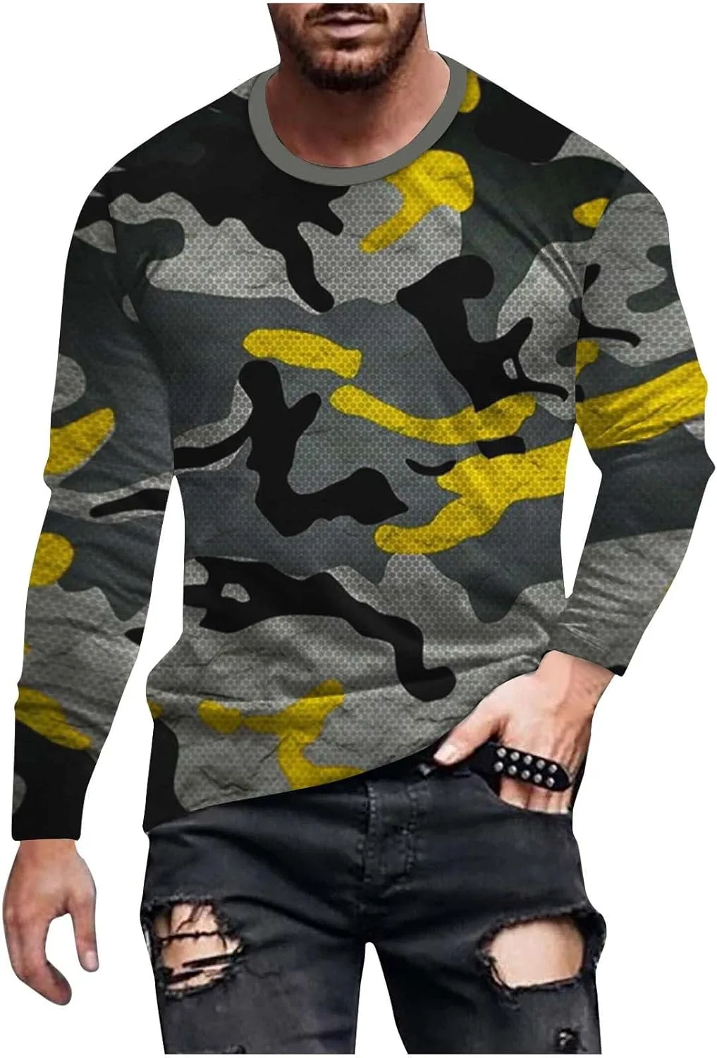 

Футболка мужская Cotton Graphic Print, длинный рукав, Crewneck Muscularfit