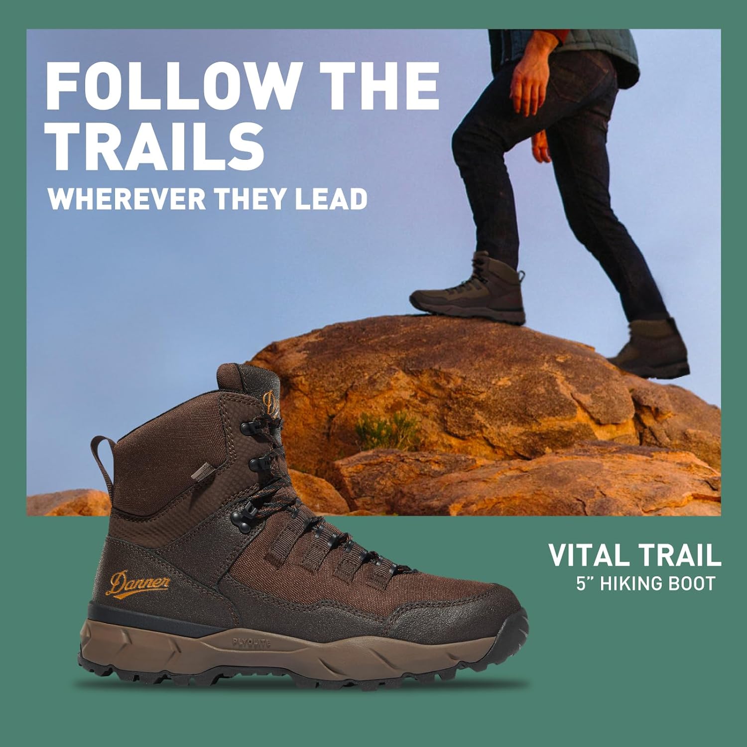 Ботинки Danner Mens Hike, походные ботинки для активного отдыха, коричневый — фото 2
