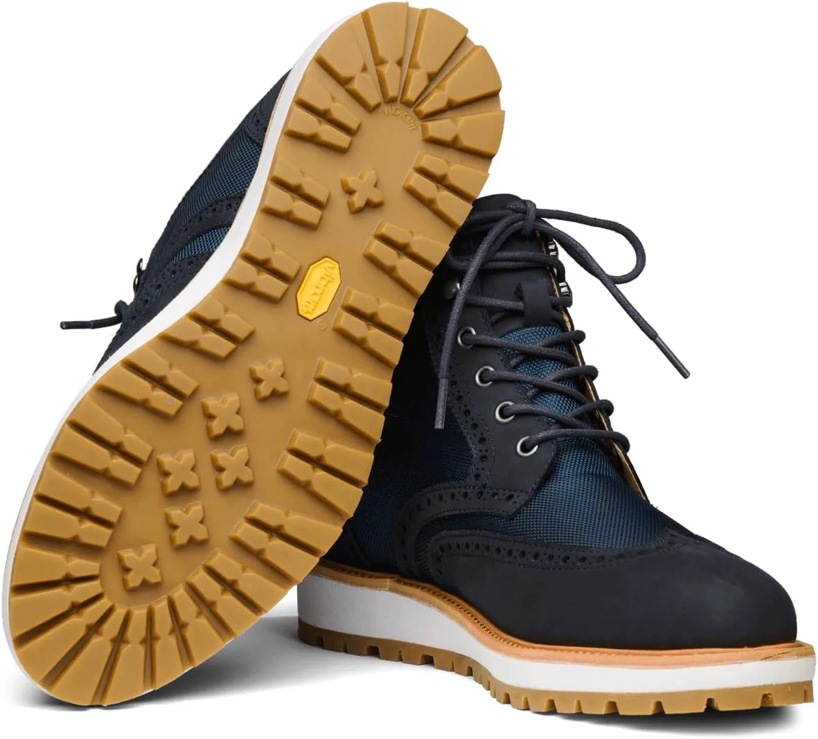 Мужские ботинки SWIMS Vigo Wingtip Brogue, роскошная водоотталкивающая кожа и нейлон, темно-синий — фото 2