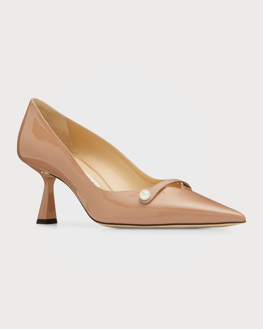 Патентованные туфли-лодочки Rosalia с жемчужным ремешком Jimmy Choo — фото 3
