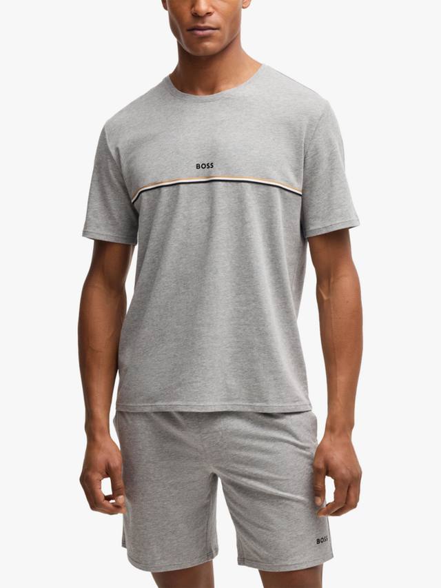 

Футболка в полоску из эластичного хлопка с логотипом HUGO BOSS, цвет Medium Grey