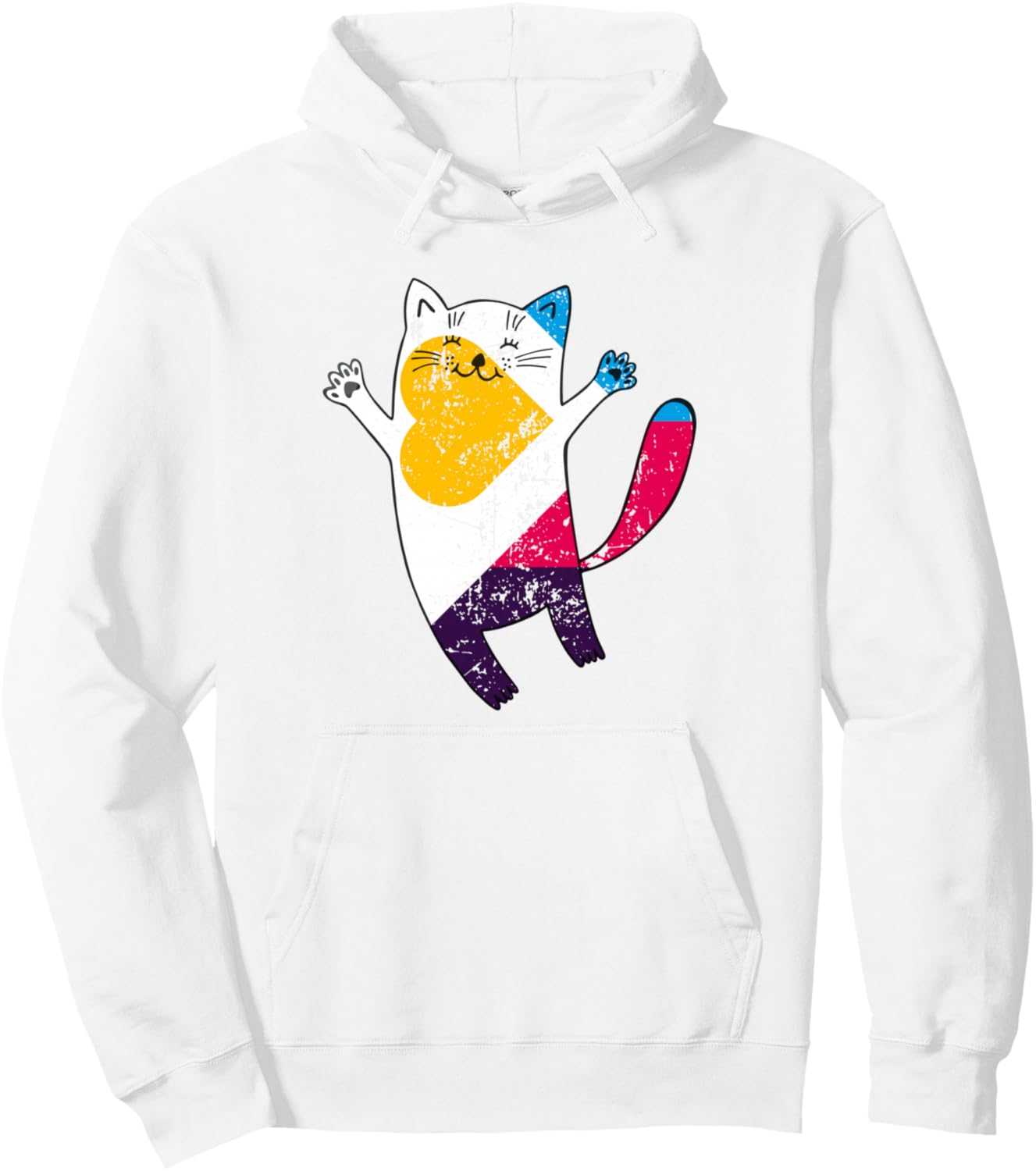 

Забавная толстовка с изображением флага полиамории и кота Polyamory Flag Funny Cat Polyamorous, белый
