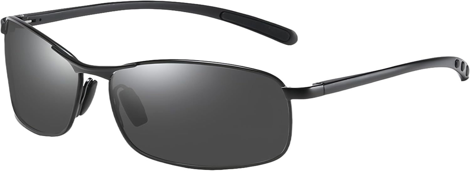 

Солнцезащитные очки ICARA прямоугольной формы с полными поляризованными линзами, пружинным шарниром из алюминиево-магниевого сплава, защитой от УФ-излучения UV400, Black