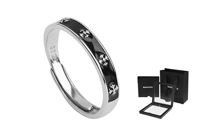 

MAGICPOLE Кольца из 925 стерлингового серебра мужские Silver/Black