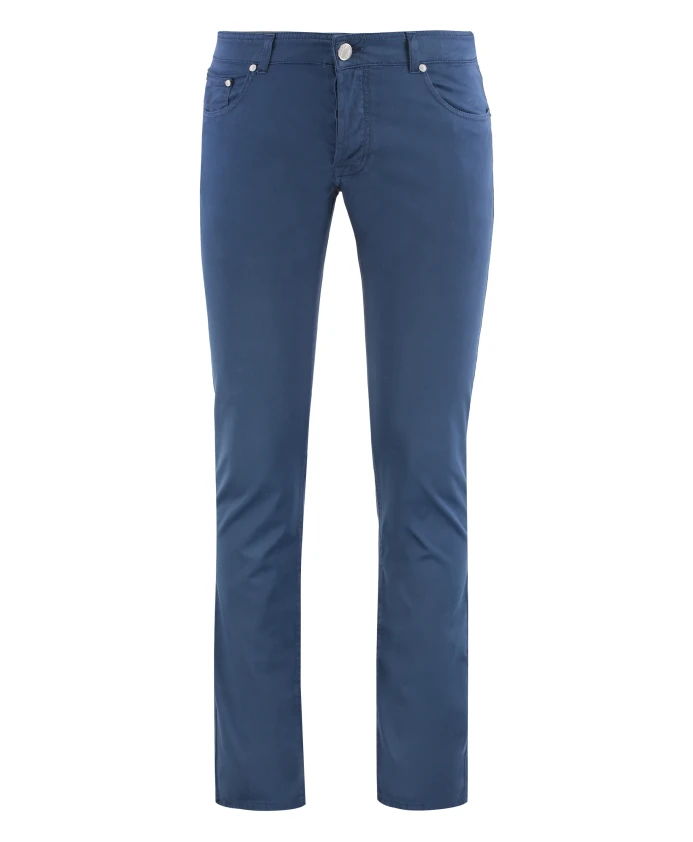 

Узкие брюки из хлопка и шелка Moorer, синий