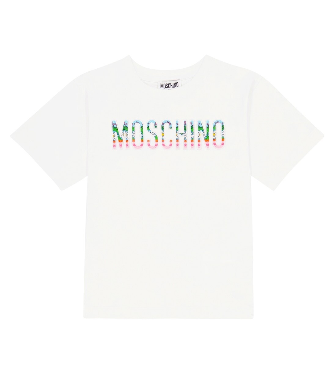 

Футболка из смесового хлопка с принтом Moschino, белый