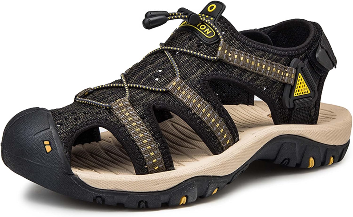 

Мужские сандалии для походов из сетки, пляжные сандалии, с поддержкой свода стопы, мужские прогулочные сандалии, быстро сохнущие дышащие легкие спортивные водные сандалии, вязаные спортивные сандалии Vtiao, желтый
