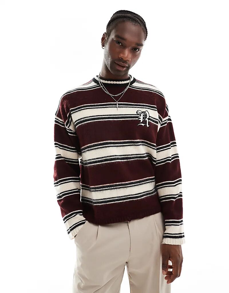 

Футболка с длинными рукавами и потертостями в полоску красного и белого цвета The Ragged Priest