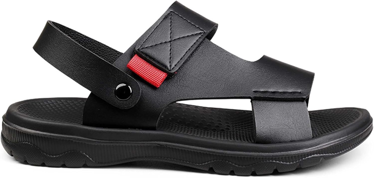 

Мужские кожаные повседневные сандалии для активного отдыха, спортивные шлепанцы с противоскользящей подошвой и дышащей поверхности для походов и трекинга Generic, черный