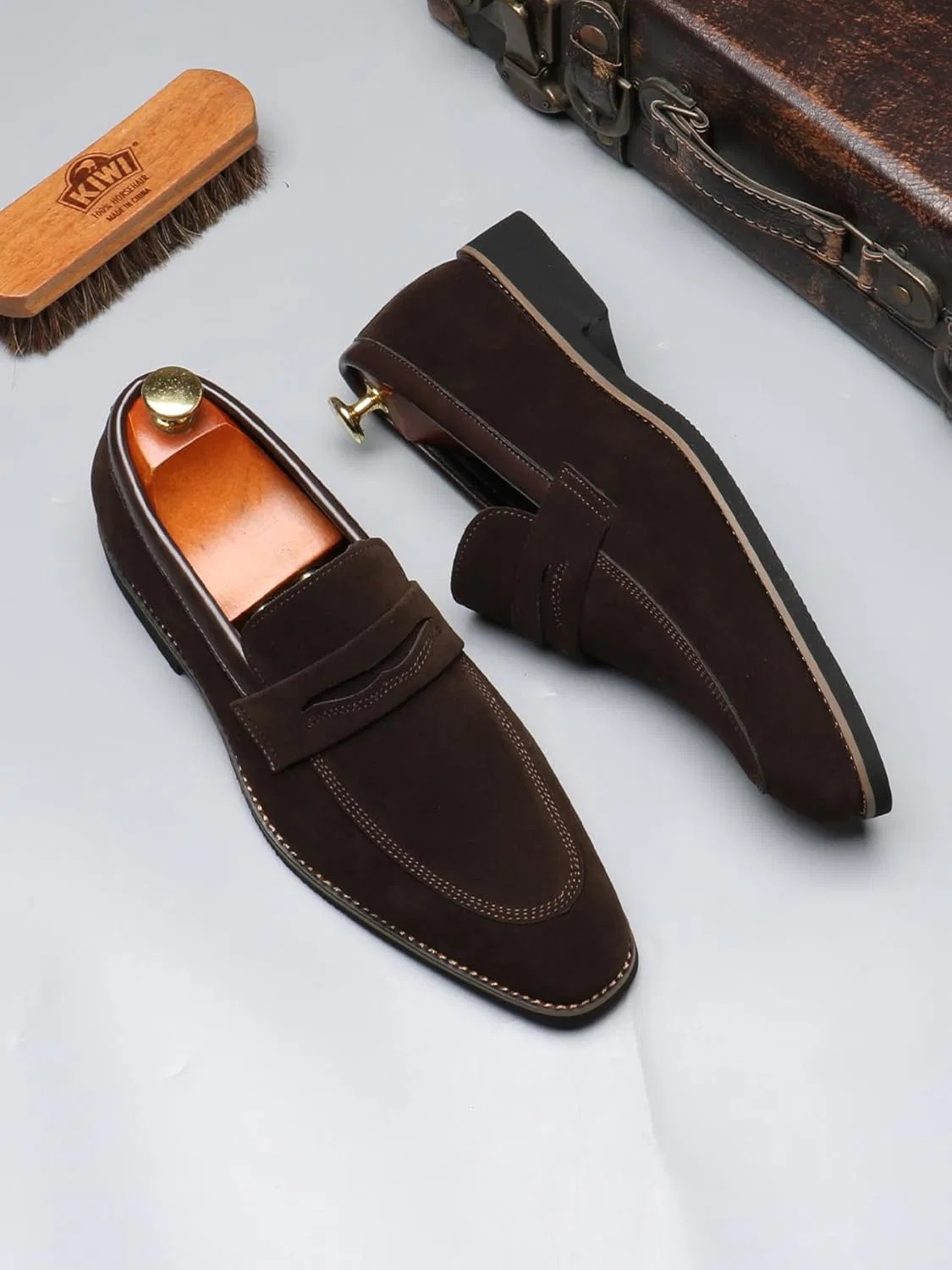 Лоферы мужские кожаные British Style Loafers, коричневый SJIUTLYUE — фото 4