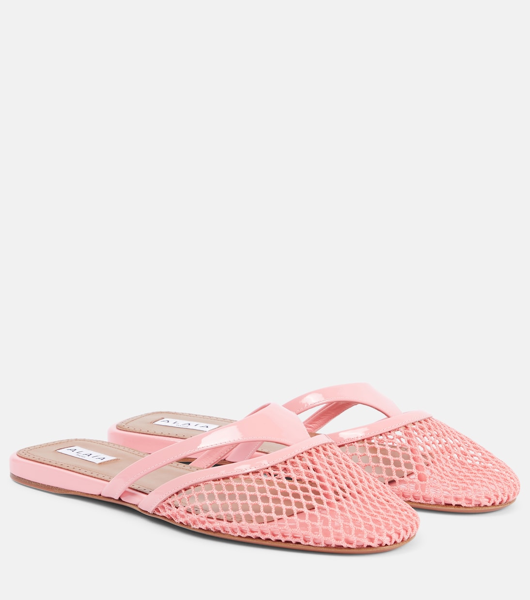 Лакированные босоножки-муле с отделкой из сетки Alaïa, Candy