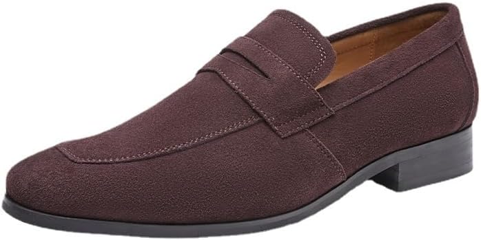 

Мужские замшевые лоферы с монетницей, комфортные слипоны, классические деловые туфли для работы, вождения и официальных мероприятий, летние Gomehui, коричневый