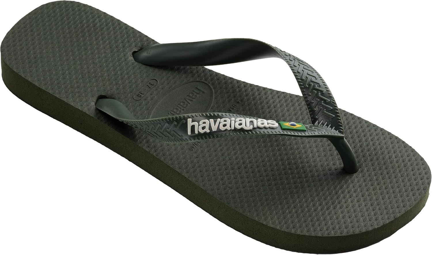 Havaianas - Top Brasil Logo, удобные, прочные и легкие шлепанцы, с противоскользящей подошвой, флаг Бразилии на ремешках, унисекс для взрослых, зеленый — фото 2