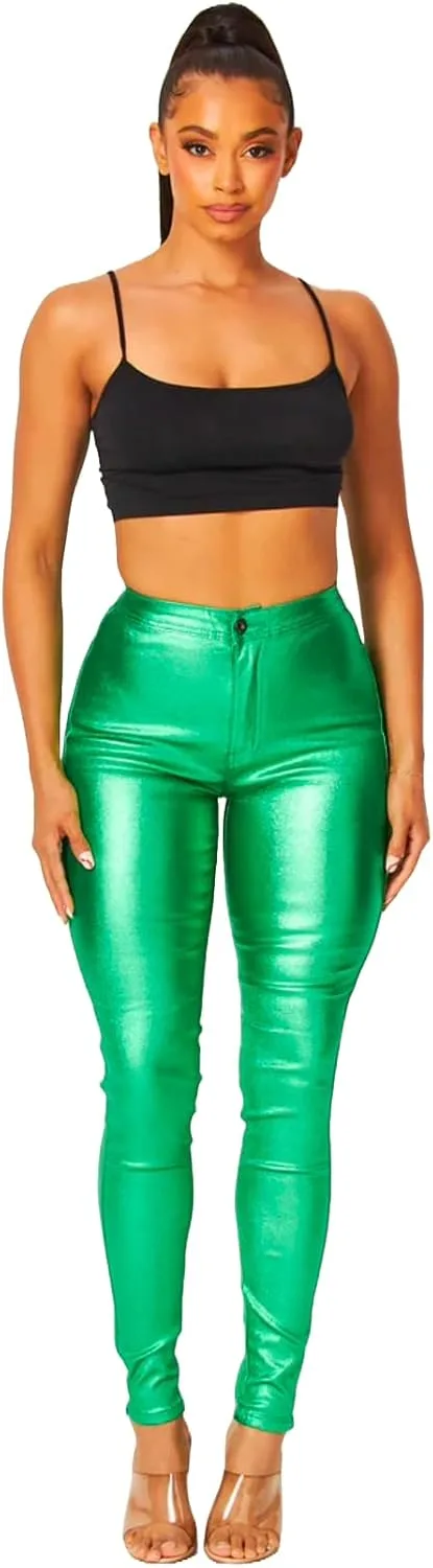 

Джинсы с высокой талией и металлическим блеском JC JQ