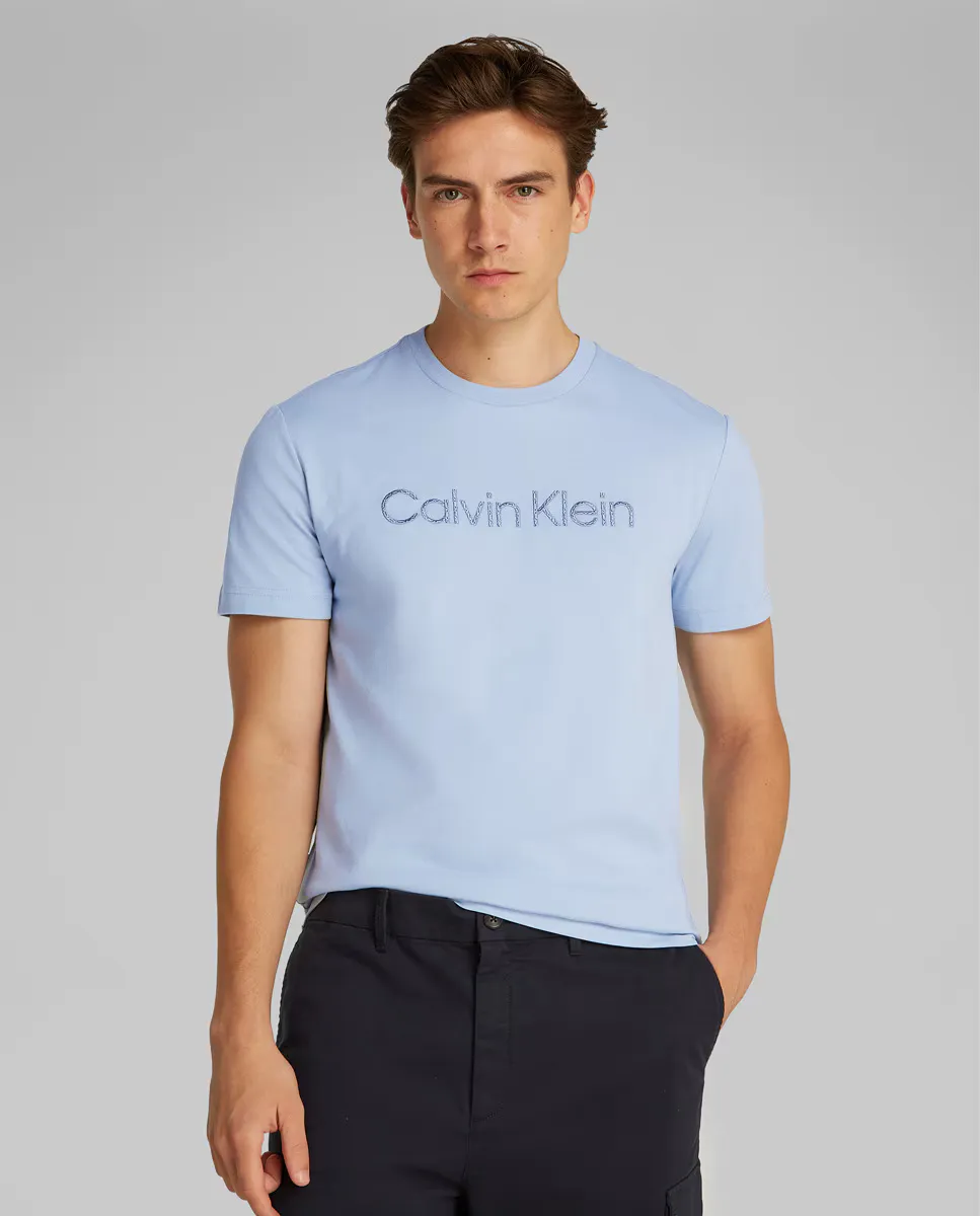 

Футболка мужская с фактурной вышивкой Calvin Klein, светло-голубой