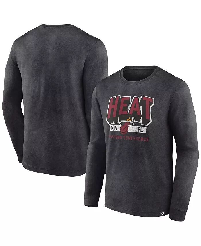 

Футболка мужская Heater Charcoal Distressed с длинным рукавом и принтом «Front Court Press Snow Wash» Fanatics
