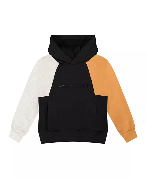 

Детская флисовая толстовка с капюшоном и карманом на молнии - для малышей. Deux Par Deux, черный