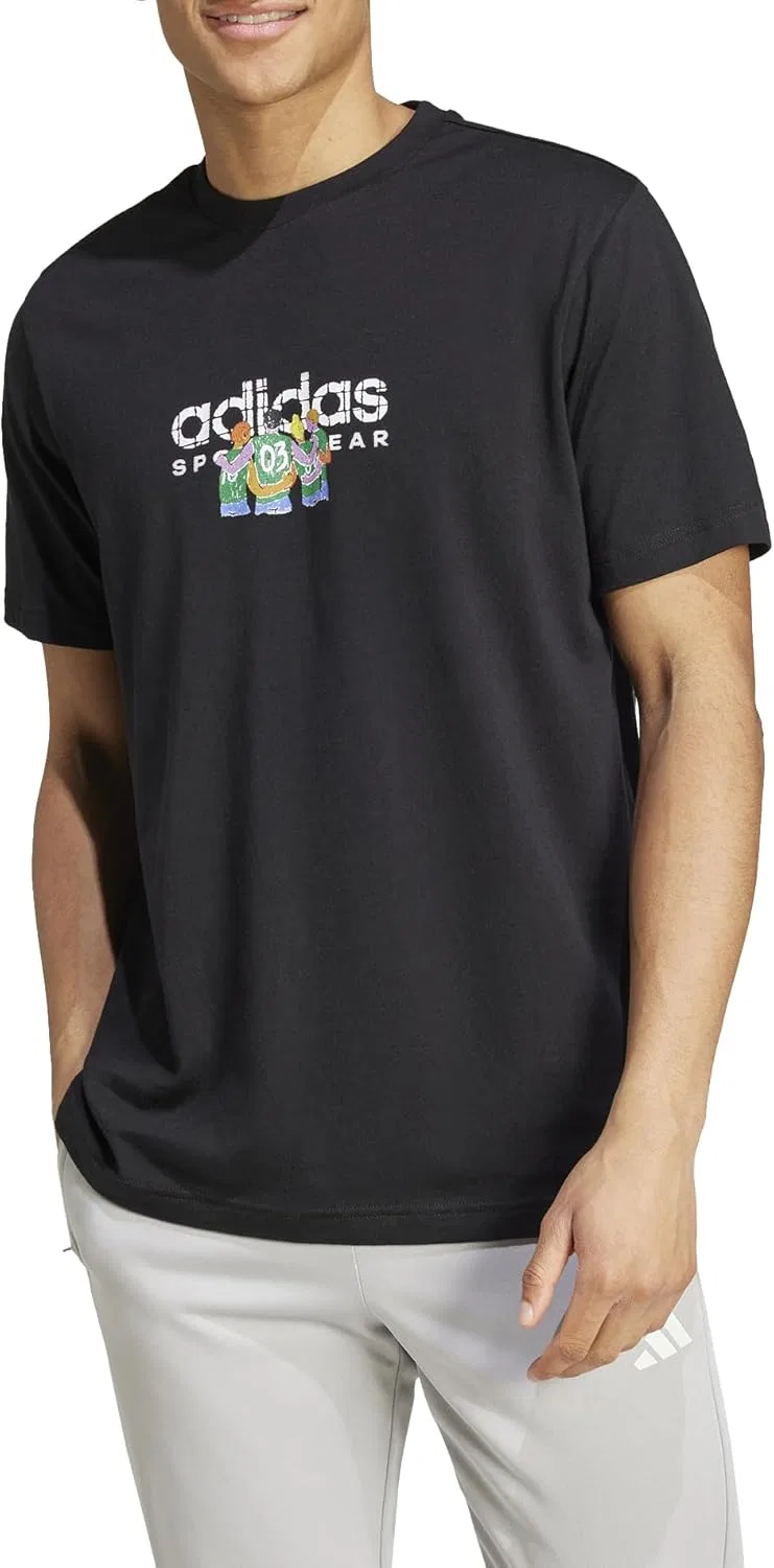 Футболка с принтом adidas Codes Linear Graphic, черный — фото 3