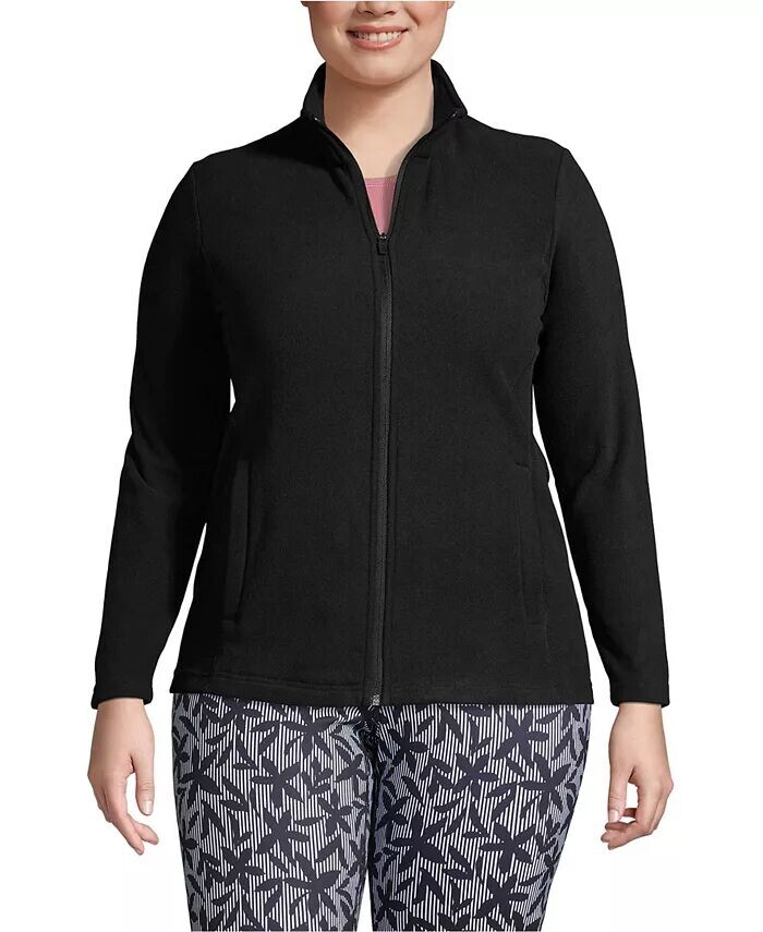 

Куртка-флис на молнии любого размера Plus Size Anyweather Lands' End, черный