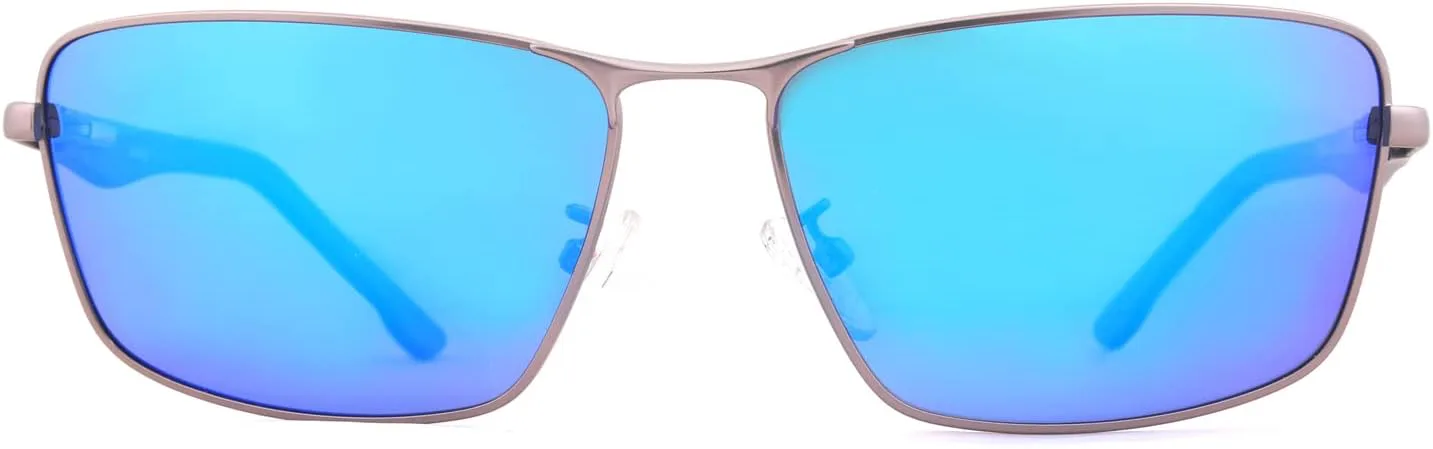 

Спортивные солнцезащитные очки JUST GO с металлическими поляризованными линзами и чехлом на молнии для мужчин и женщин, Matte Gunmetal Frame Blue Revo Lens