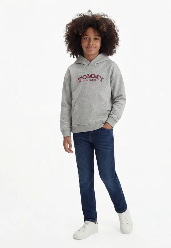 Толстовка с капюшоном из флиса с принтом логотипа Tommy Hilfiger, Mid Grey Heather