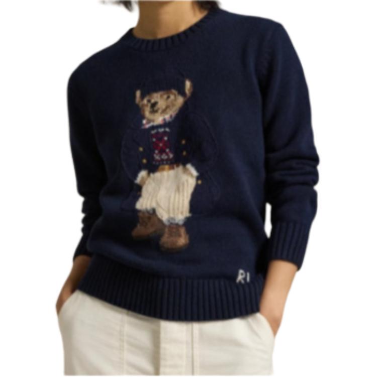 Свитер с интарсией в виде медведя Polo Ralph Lauren, темно-синий — фото 4