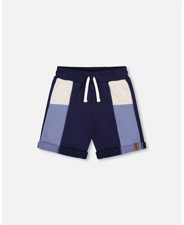 

Короткие шорты из французского трикотажа для мальчиков, цвет синий, темно-синий и кремовый - Малыш|Ребенок Deux par Deux