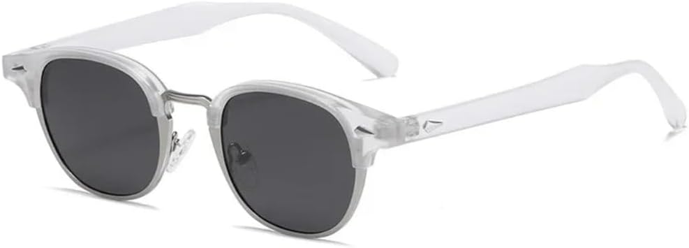 

Ретро-классические полуметаллические овальные женские солнцезащитные очки, модные панк-очки для мужчин с заклепками, солнцезащитные очки UV400 SZVVBKK, Transparent Grey