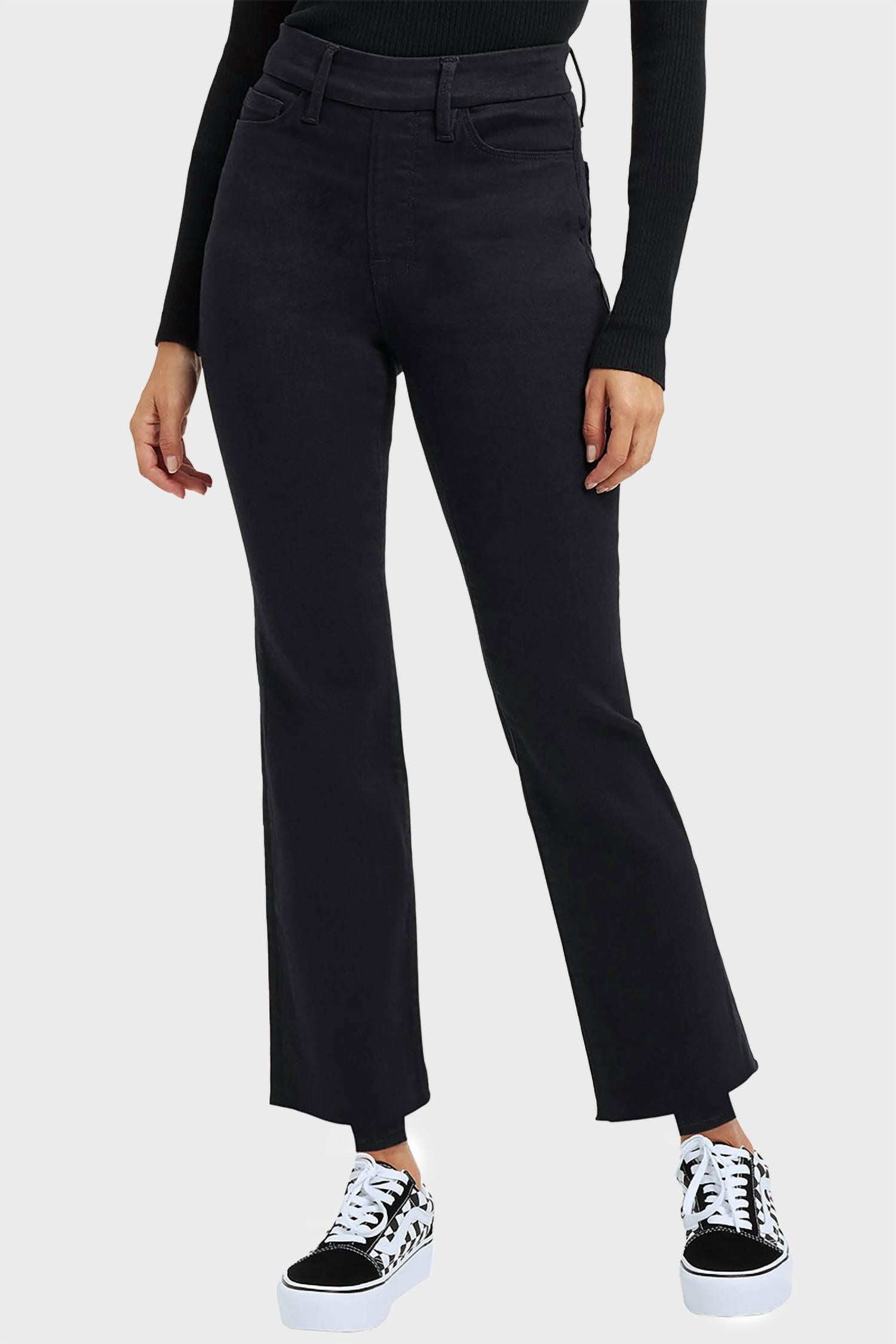 

GOOD AMERICAN Джинсы Power Stretch Pull-On Straight Jean черного цвета