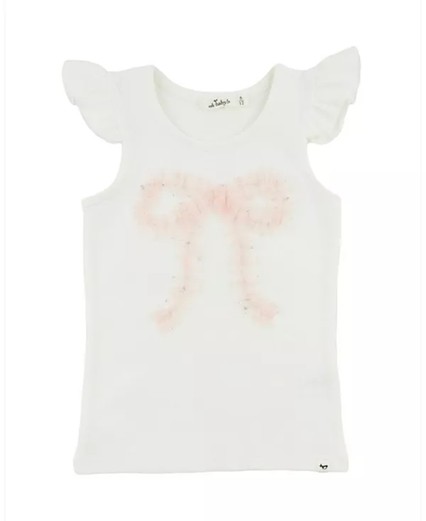 

Детская майка с оборками, бантиками и аппликацией из тюля. Oh Baby!, белый