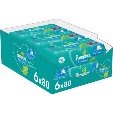 

Влажные салфетки Fresh Clean XXL для чувствительной кожи - 6x80 шт. Pampers