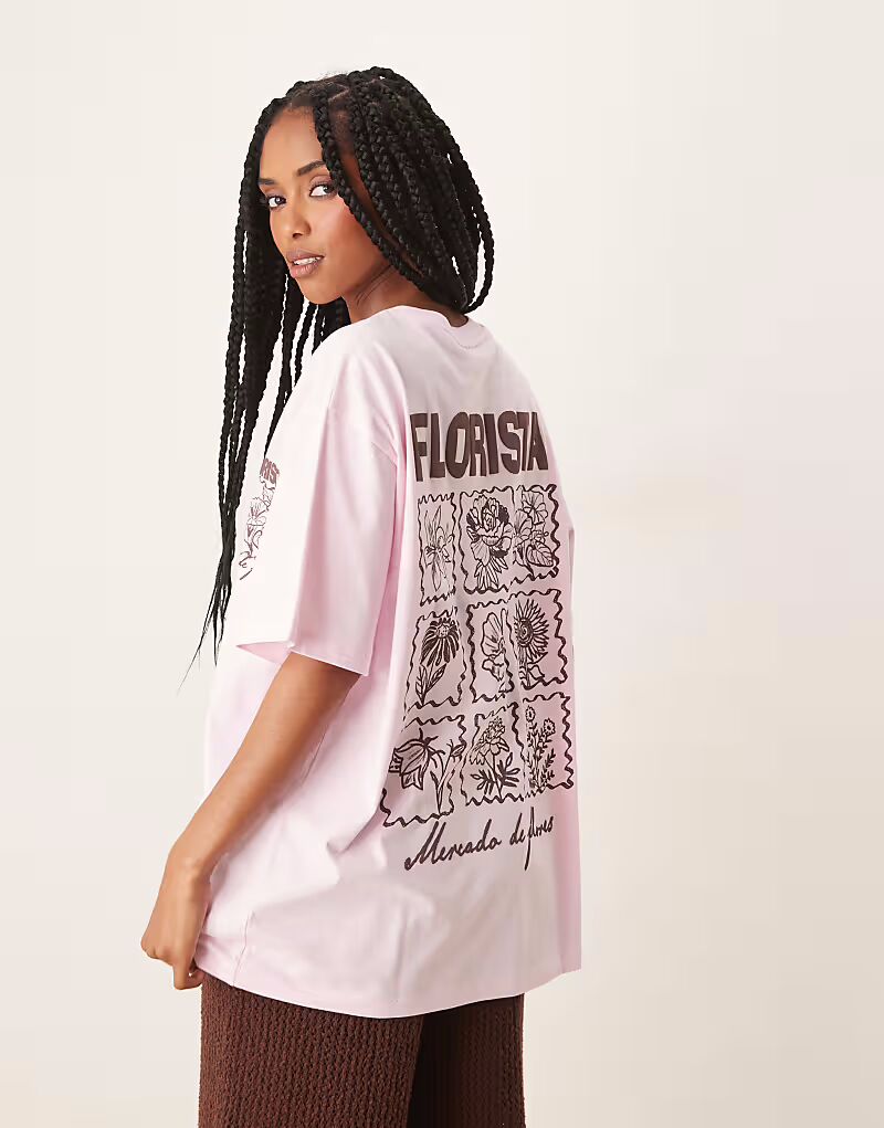 

Футболка оверсайз ASOS DESIGN с изображением цветущей вишни