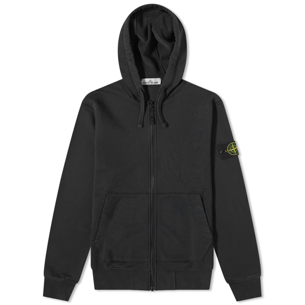 

Толстовка с молнией и полной молнией Stone Island, окрашенная в одежде, черный